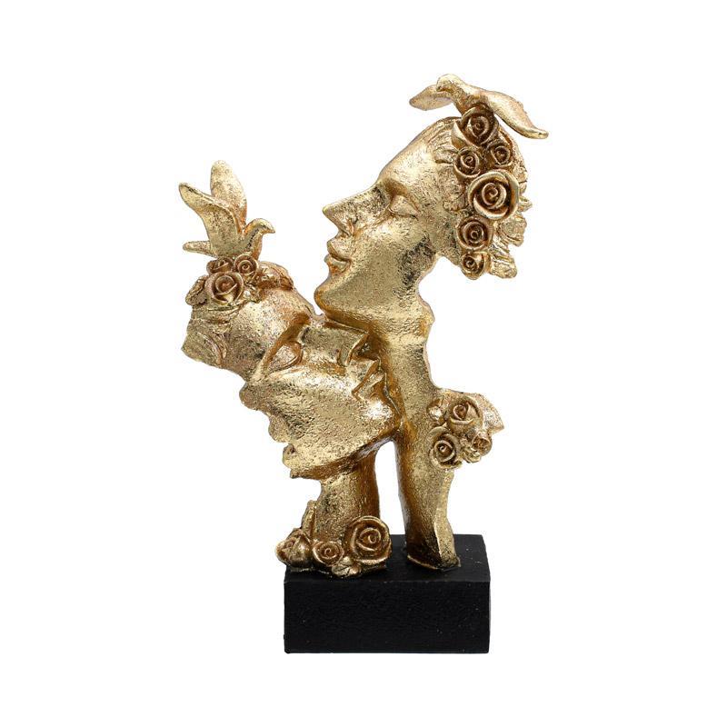 Επιτραπέζια Διακοσμητική Φιγούρα "Πρόσωπο" FL23109 Fylliana Χρυσό χρώμα 18x10x29εκ