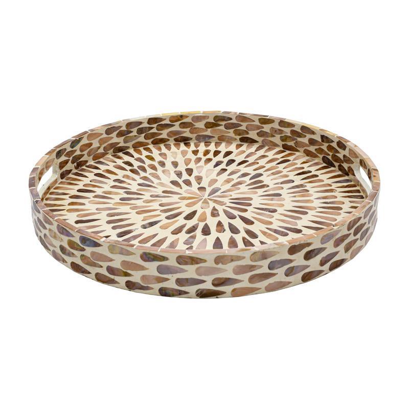 Διακοσμητικός Δίσκος Mdf - Κοχύλι Tear Drop FL01 Fylliana Μπεζ - Καφέ - Λευκό 40x40x4 εκ.