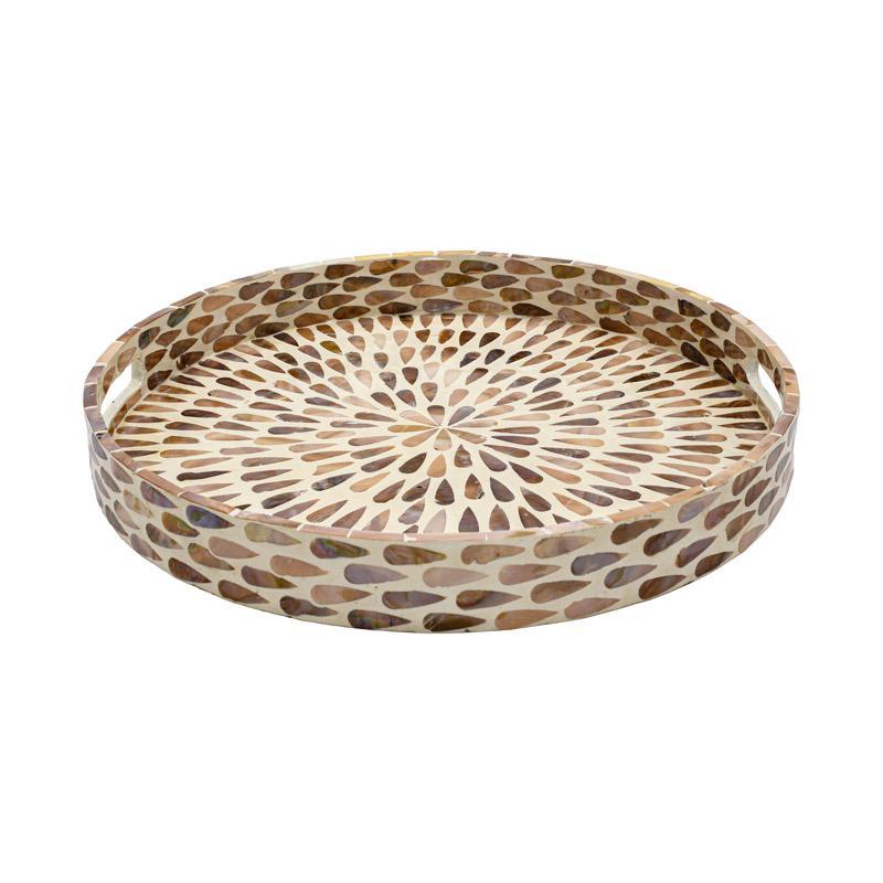 Διακοσμητικός Δίσκος Mdf - Κοχύλι Tear Drop FL01 Fylliana Μπεζ - Καφέ - Λευκό 35x35x4 εκ.