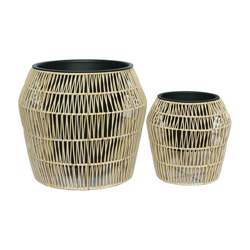 Σετ Κασπώ 2 τεμ Poly Rattan FL22157 Fylliana Φυσικό Χρώμα 42x42x38 εκ. & 28x28x28 εκ.