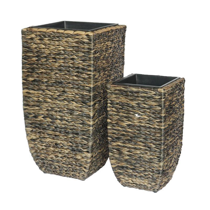 Σετ Κασπώ 2 τεμ Poly Rattan FL20219 Fylliana Μπεζ - Καφέ 39x39x77 εκ. & 29x29x53 εκ.