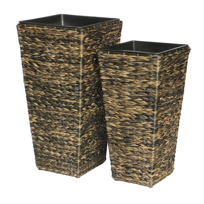 Σετ Κασπώ 2 τεμ Poly Rattan FL21820 Fylliana Μπεζ - Καφέ 36x36x70 εκ. & 30x30x60 εκ.