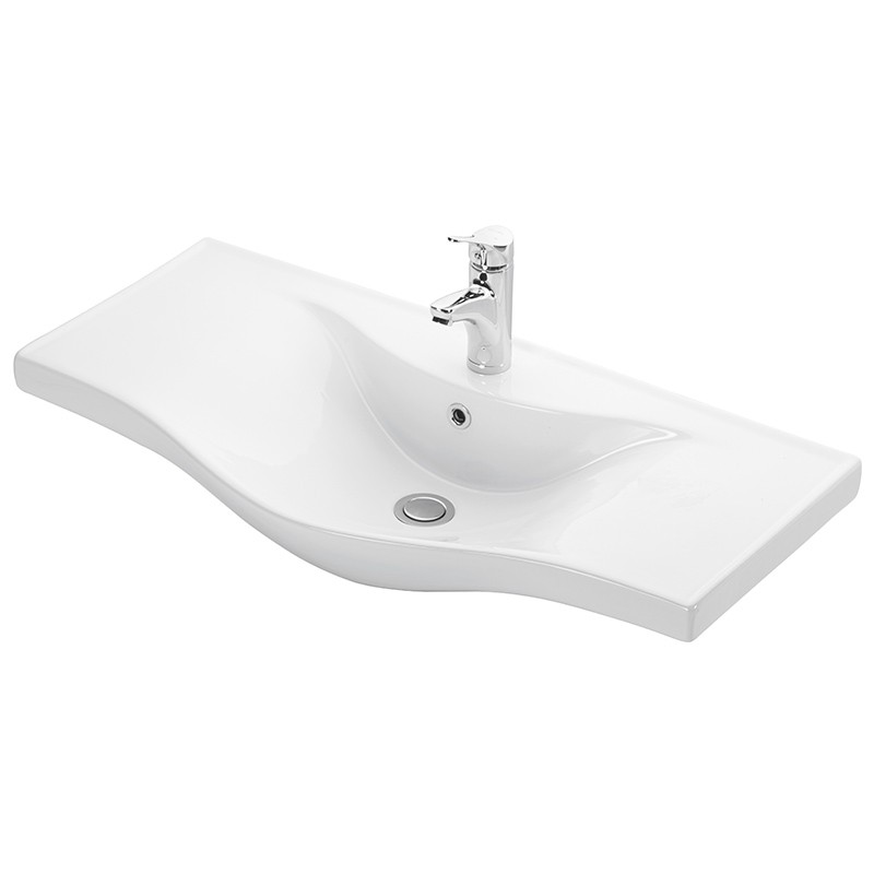 Νιπτήρας Μπάνιου BASIC 90 Λευκή γυαλιστερή πορσελάνη 90x46 εκ.