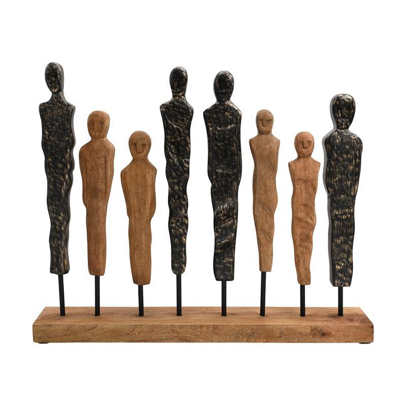 Διακοσμητικό 8 Ανθρώπινες Φιγούρες FL0022 Fylliana Ξύλινο σε Φυσικό Αντικέ φινίρισμα 36x8x56εκ