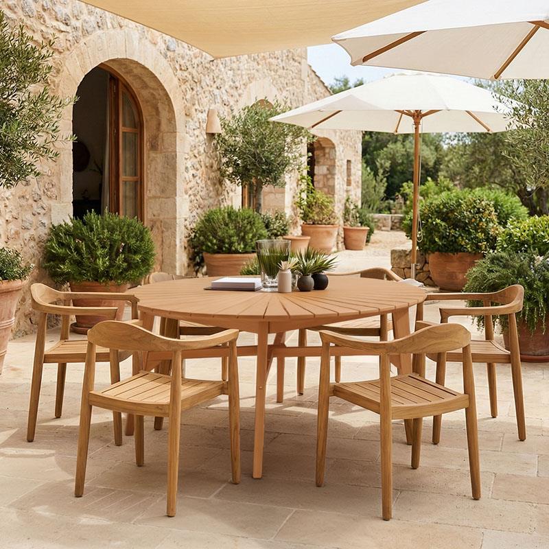 Τραπεζαρία 7τεμ. Ganny-Colen teak ξύλο σε φυσική απόχρωση Φ150x75εκ