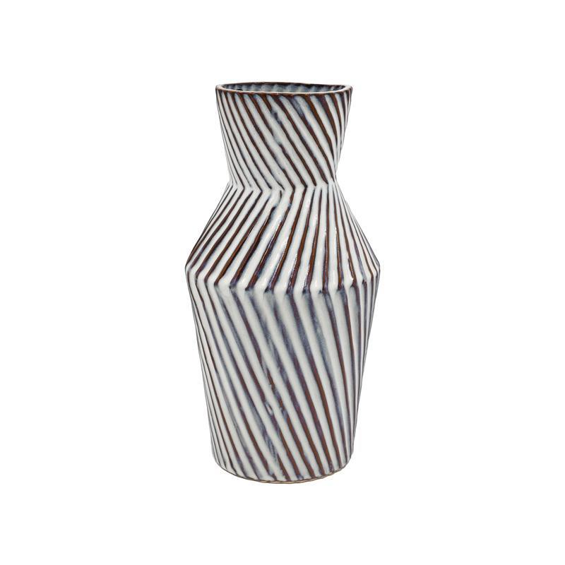 Κεραμικό Βάζο FL258 Fylliana Λευκό - Γκρί Φ16x32 εκ.