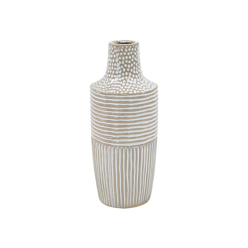 Κεραμικό Βάζο FL23767 Fylliana Μπεζ - Λευκό 14x14x33 εκ.