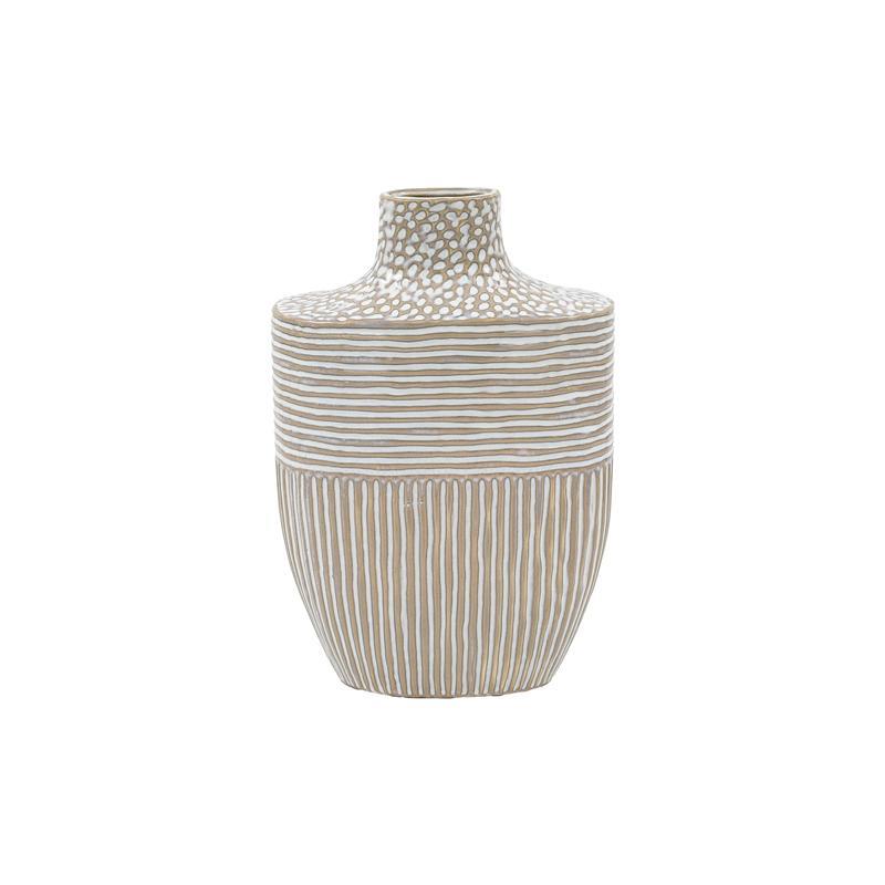 Κεραμικό Βάζο FL23763 Fylliana Μπεζ - Λευκό 21x10x31 εκ.