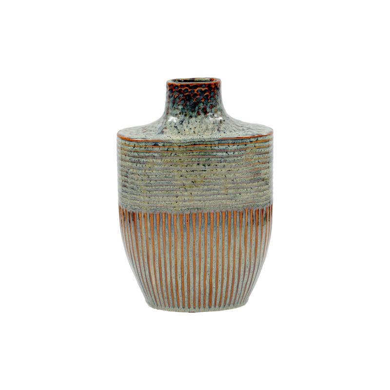 Κεραμικό Βάζο FL23763 Fylliana Πράσινο - Καφέ 21x10x31 εκ.