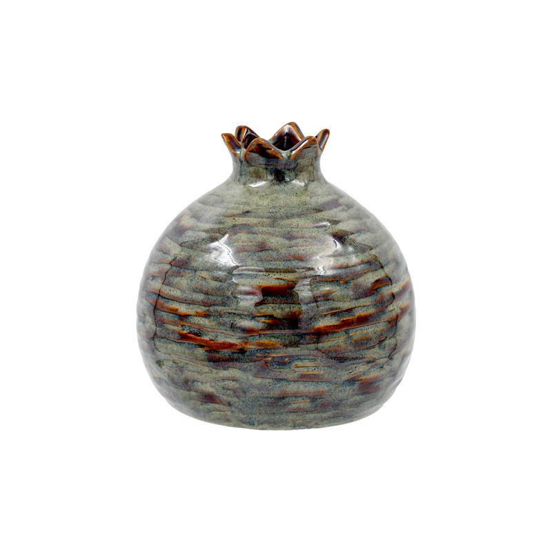 Διακοσμητικό Pomegranate FL156 Fylliana Κεραμικό Πράσινο-Καφέ χρώμα 12x13x13εκ