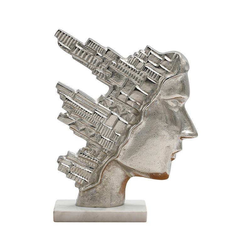 Επιτραπέζιο Διακοσμητικό City Face FL24530 Fylliana Ασημί χρώμα 20x27εκ