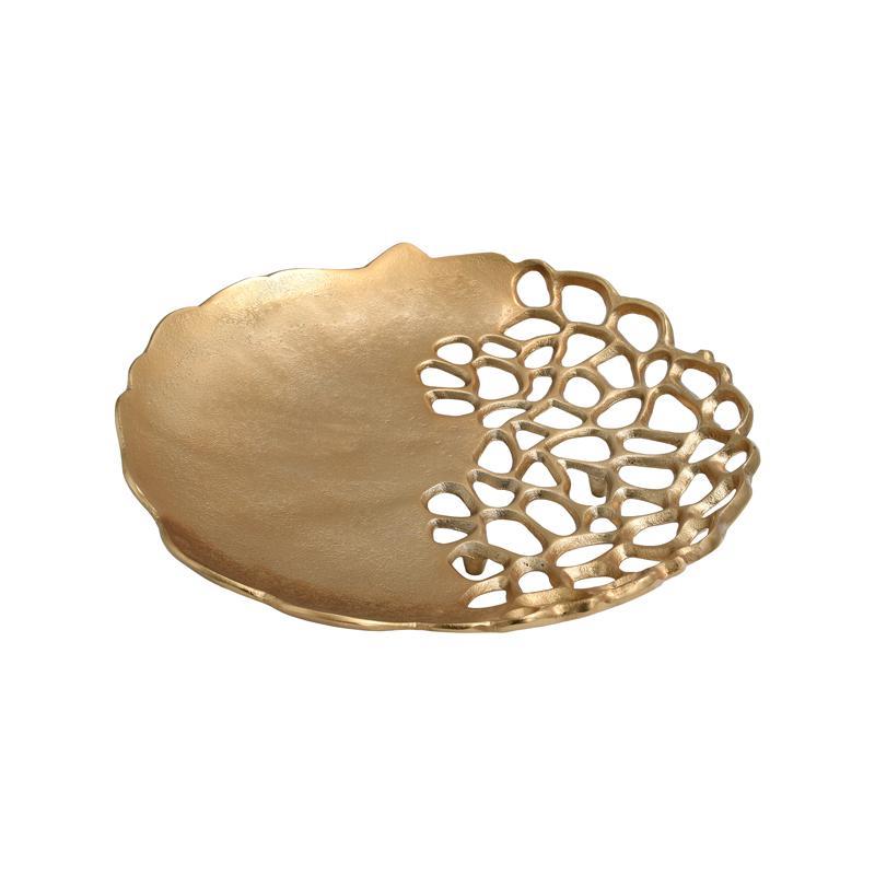 Διακοσμητικός Μεταλλικός Δίσκος FL8847 Fylliana Χρυσό 33x33x5 εκ.
