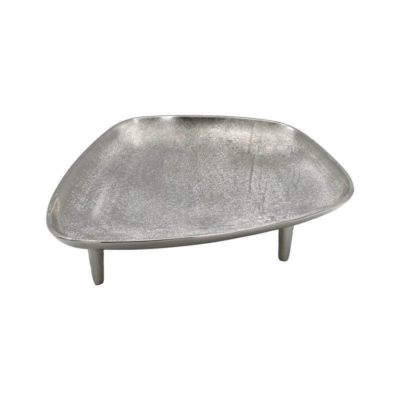 Διακοσμητικός Μεταλλικός Δίσκος με πόδι FL12315 Fylliana Ασημί 42x35x7 εκ.