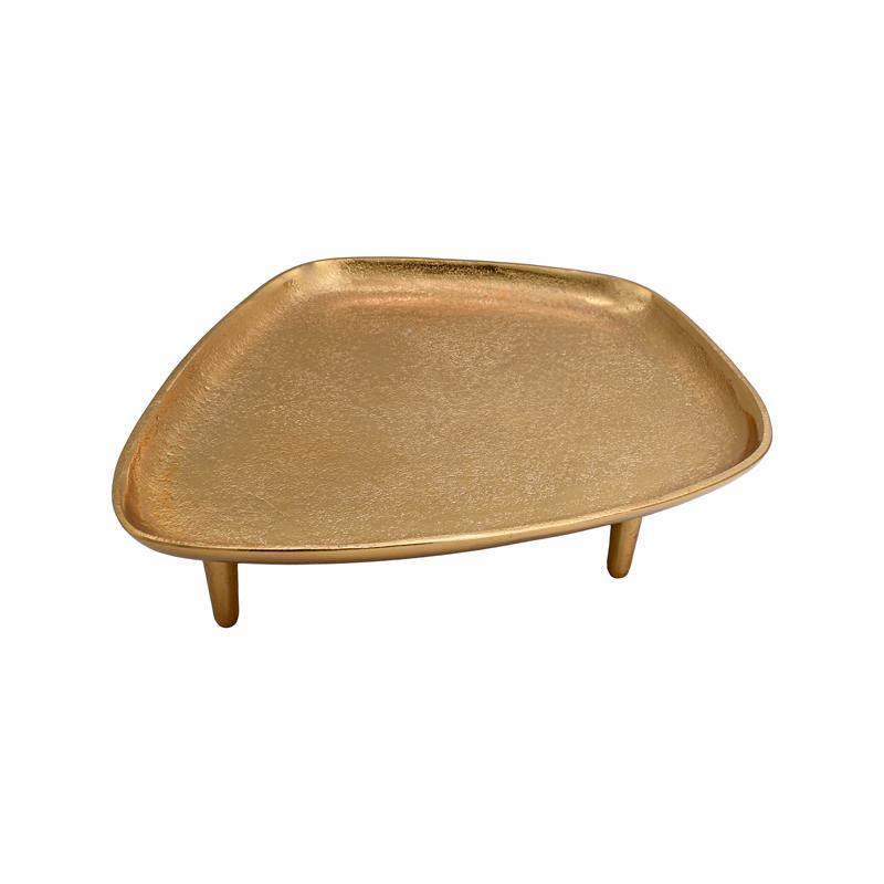 Διακοσμητικός Μεταλλικός Δίσκος με πόδι FL12315 Fylliana Χρυσό 34x28x7 εκ.