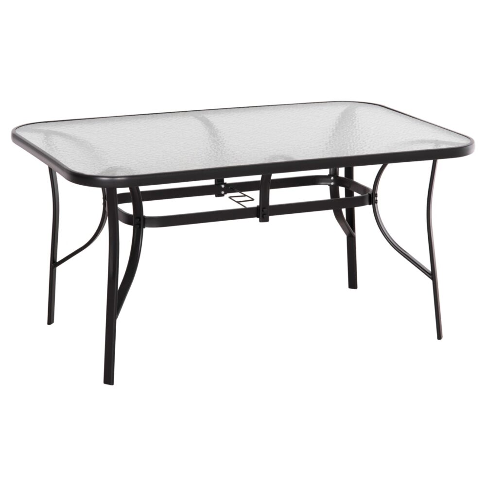 Τραπέζι BRUNO C5145.03 Μεταλλικό Μαύρο με Γυάλινη Επιφάνεια 150x90x72Y εκ.