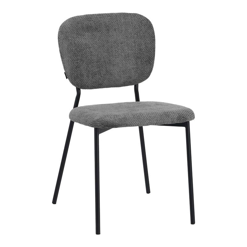 Καρέκλα Cathair με ύφασμα μπουκλέ γκρι και μαύρα μεταλλικά πόδια 48x53x82εκ.