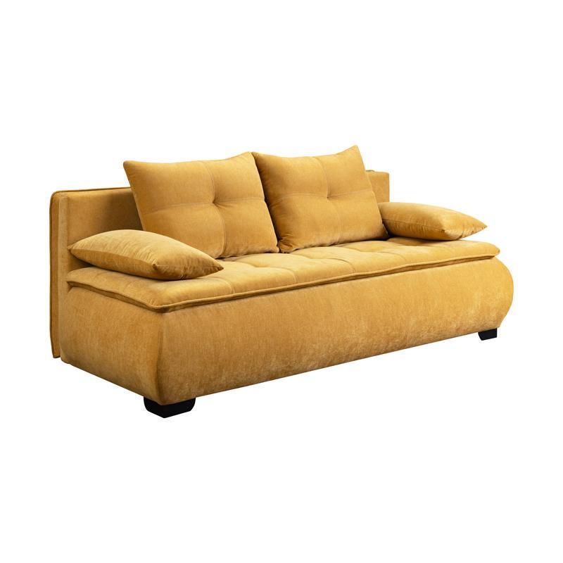 Καναπές - Κρεβάτι Mina με Αποθηκευτικό Χώρο Κίτρινο 208x95x80 εκ.