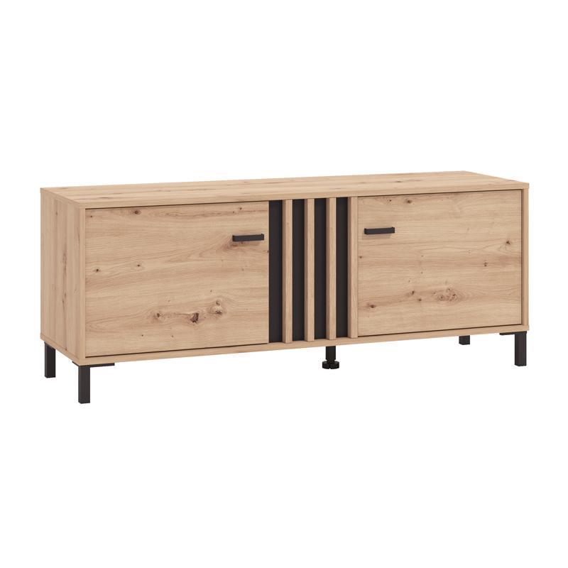 Έπιπλο Τηλεόρασης Laval 131 2K2V Artisan Oak - Μαύρο 132x40x52 εκ.