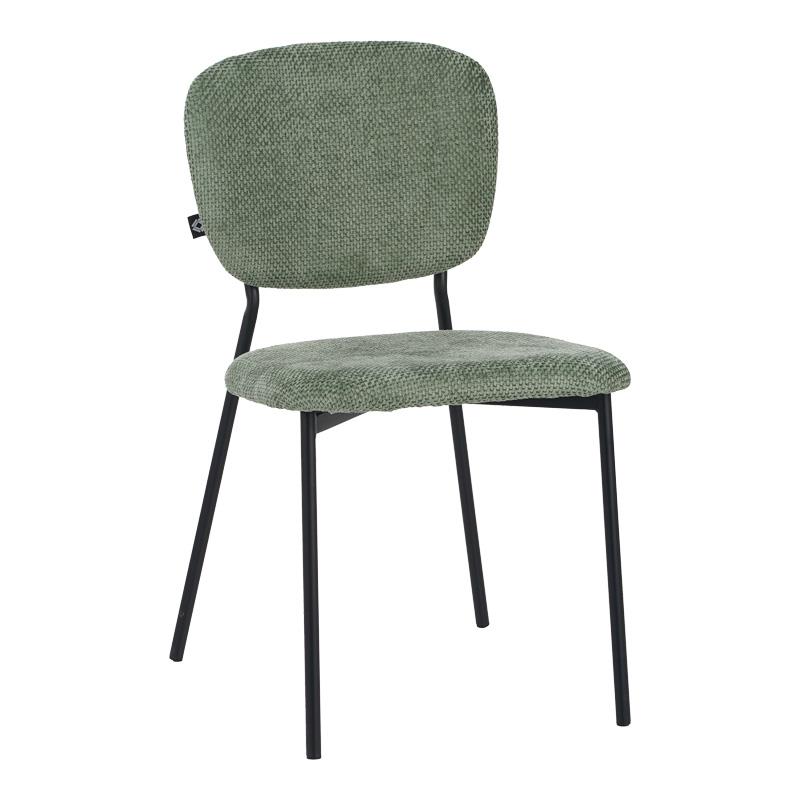 Καρέκλα Cathair ύφασμα μπουκλέ λαδί - μαύρα μεταλλικά πόδια 48x53x82 εκ.