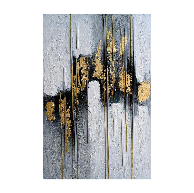 Πίνακας σε Καμβά FL5512 Fylliana Γκρί - Μαύρο - Χρυσό 80x3x120 εκ.
