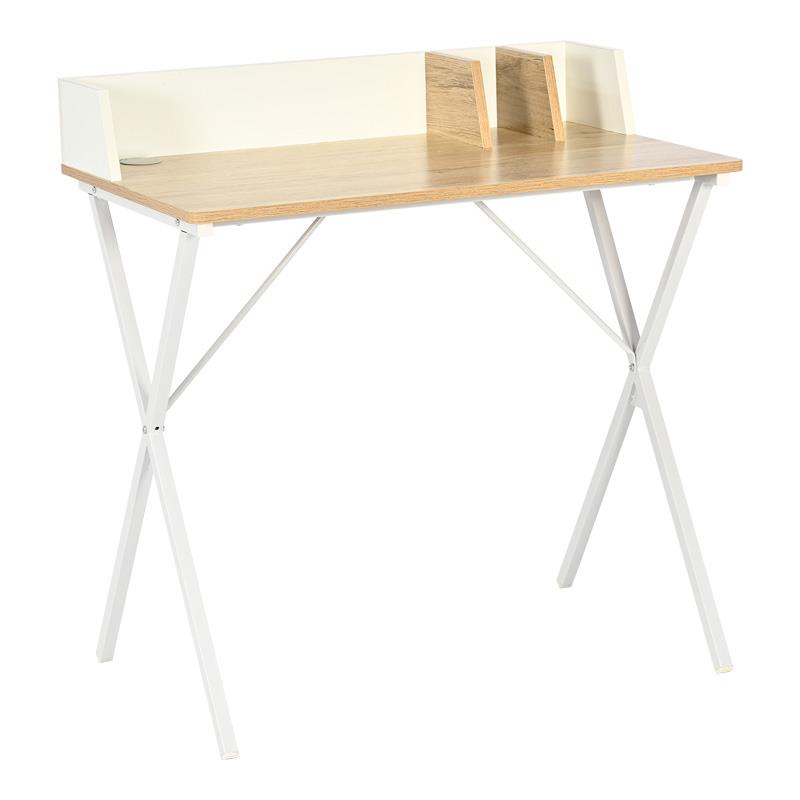 Γραφείο Zervan σε Oak με Λευκό Μεταλλικό Πόδι 80x50x84 εκ.