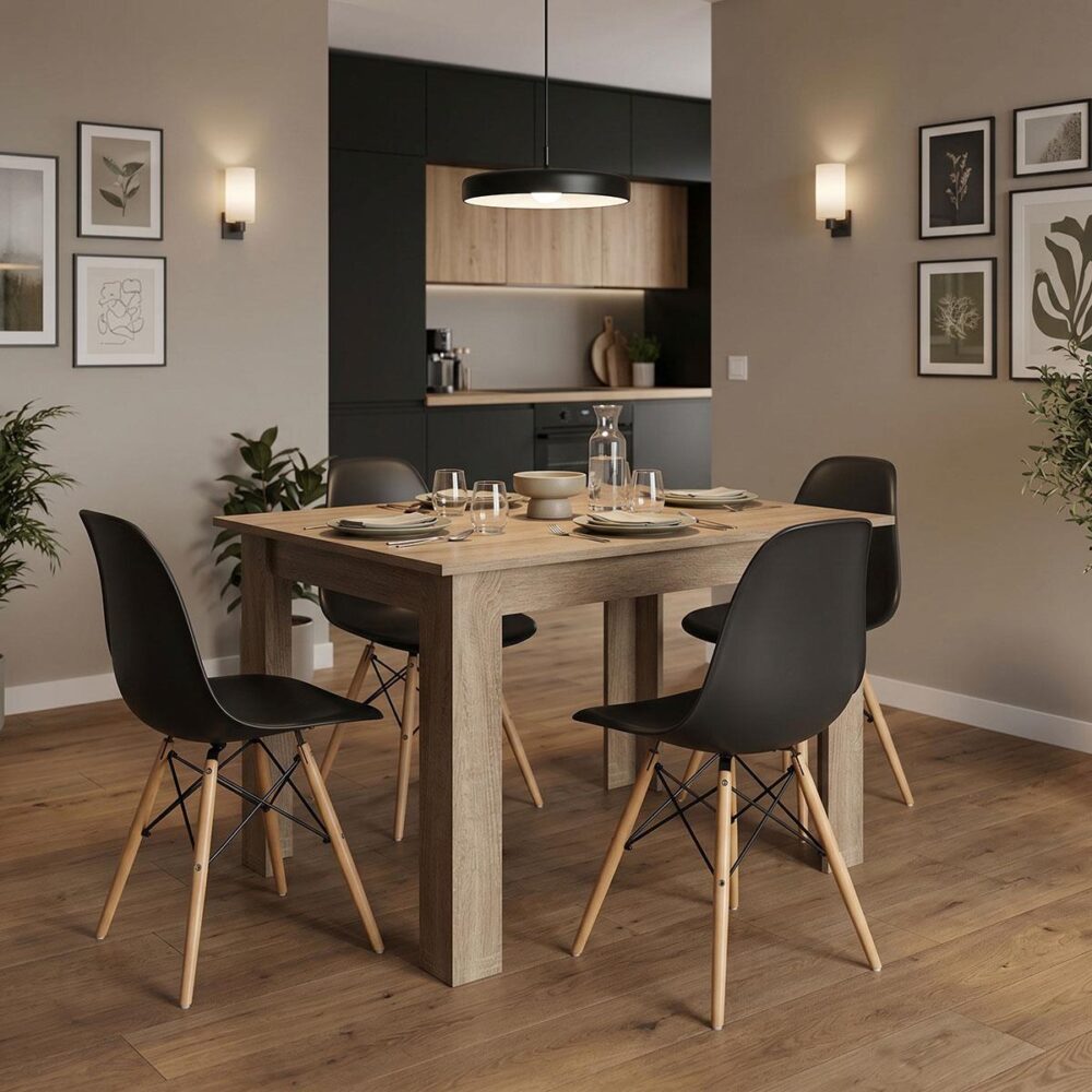 Σετ Τραπεζαρίας Manka-Julita 5 τεμ σε Sonoma Truffle - Μαύρο 110x80x77εκ.