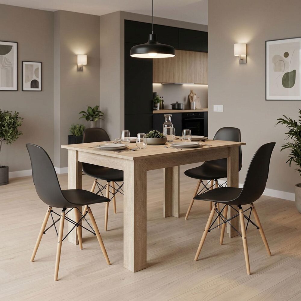 Σετ Τραπεζαρίας Manka-Julita 5 τεμ Sonoma - Μαύρο 110x80x77εκ.