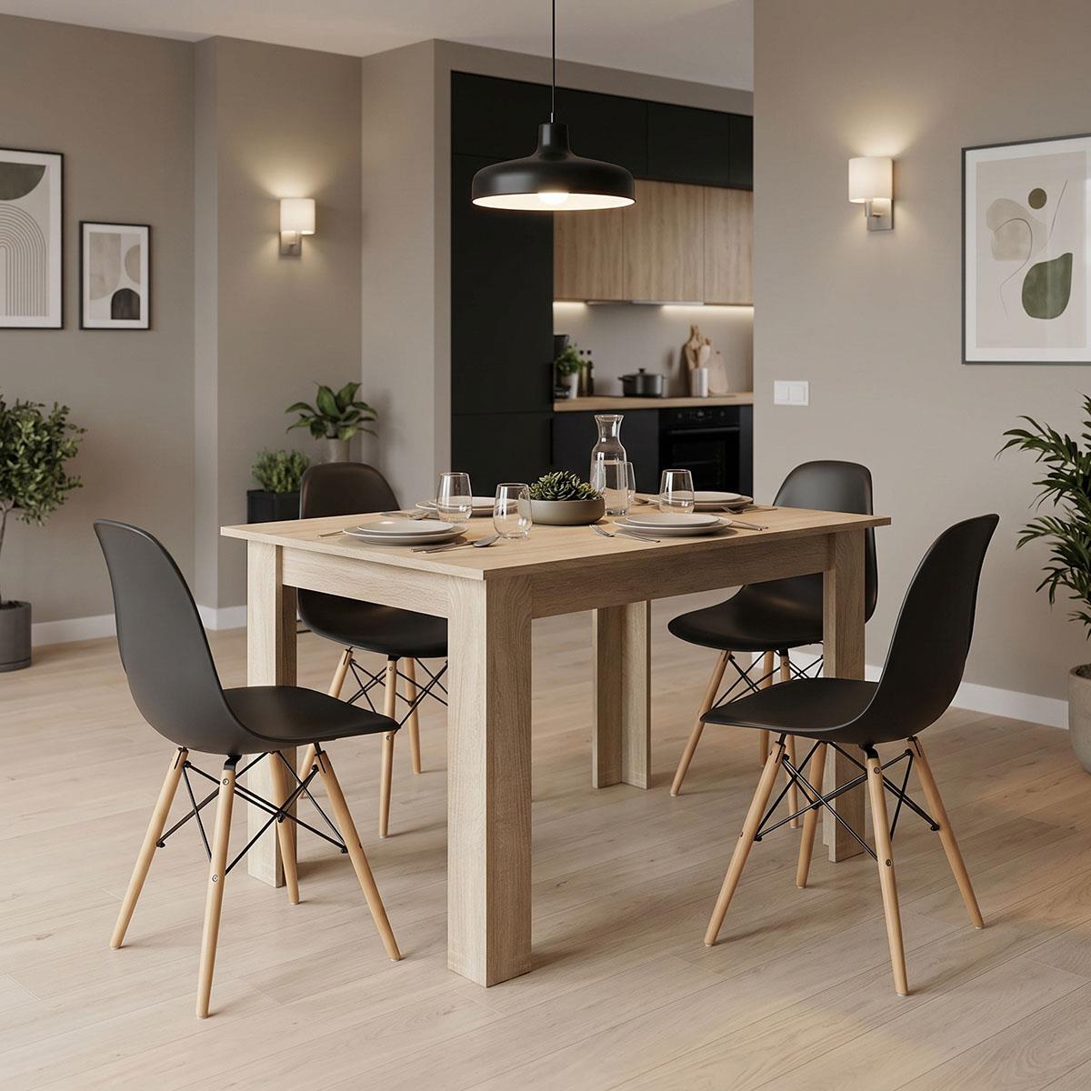 Σετ Τραπεζαρίας Manka-Julita 5 τεμ Sonoma - Μαύρο 110x80x77εκ.