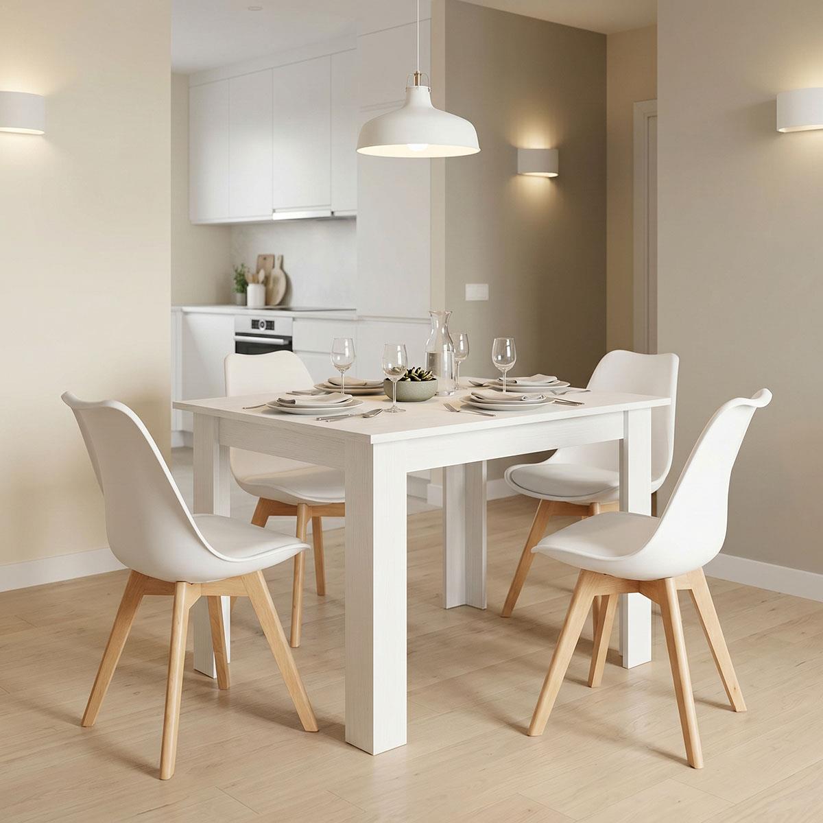 Σετ Τραπεζαρίας Manka-Gaston 5 τεμ. σε Λευκό 110x80x77εκ.