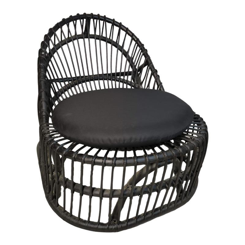 Πολυθρόνα Tromso P.E. Rattan Μαύρη με Μαύρο Μαξιλάρι 80x85x98εκ.