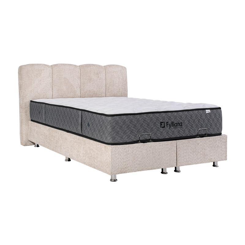 Επενδυμένο Κρεβάτι Edem Fylliana Διπλό με Αποθηκευτικό χώρο Μπέζ 160x200εκ