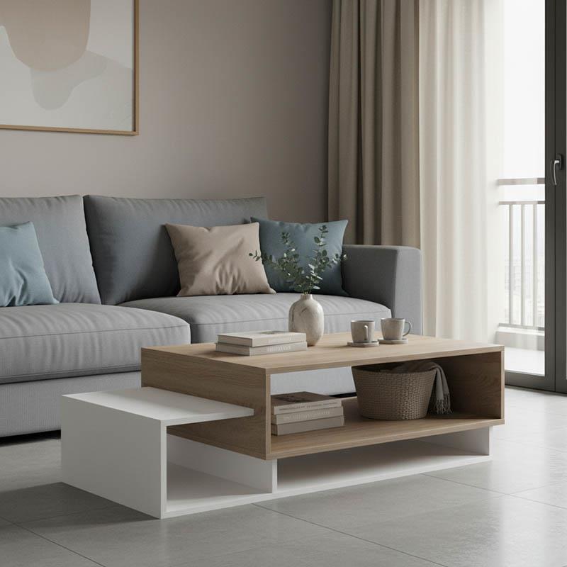 Τραπεζάκι σαλονιού Dekost σε sonoma-λευκή απόχρωση 105x50x32εκ