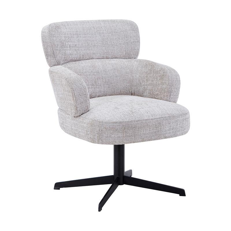 Πολυθρόνα Περιστρεφόμενη FL096 Fylliana Μπέζ ύφασμα με Μαύρη Μεταλλική βάση 70x74x89εκ