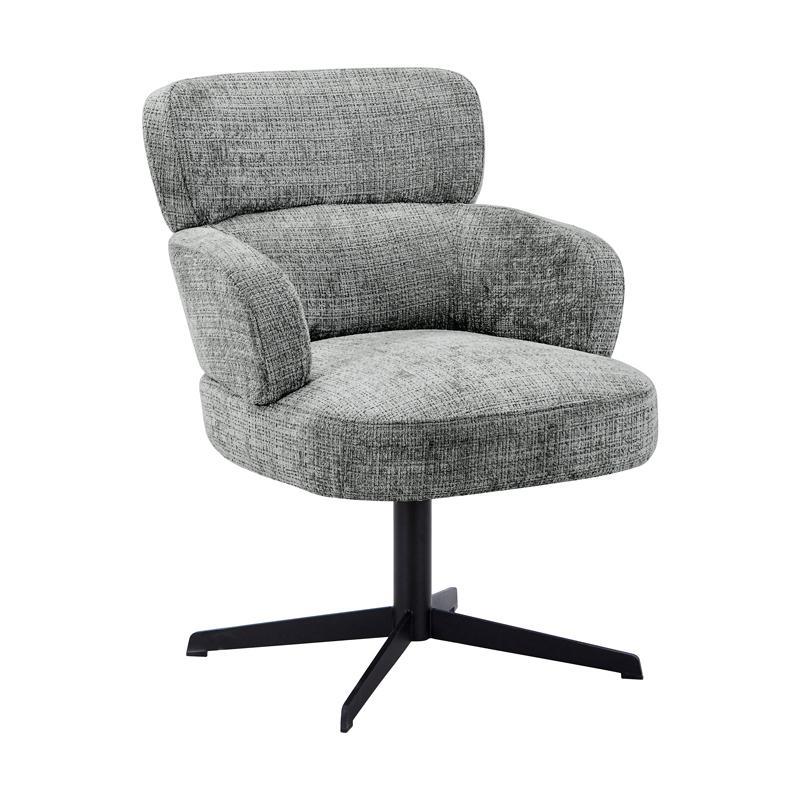 Πολυθρόνα Περιστρεφόμενη FL096 Fylliana Γκρί ύφασμα με Μαύρη Μεταλλική βάση 70x74x89εκ.
