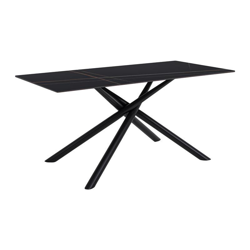 Τραπέζι FL1603 Fylliana Κεραμική Επιφάνεια και Μεταλλικά πόδια Μαύρο 180x90x76εκ