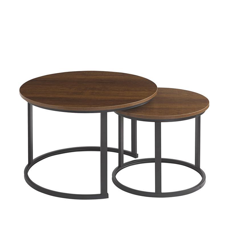 Σετ Τραπεζάκια σαλονιού FL3723 Fylliana 2 τμχ σε Σκούρο Καφέ 50x50x39εκ & 70x70x46εκ