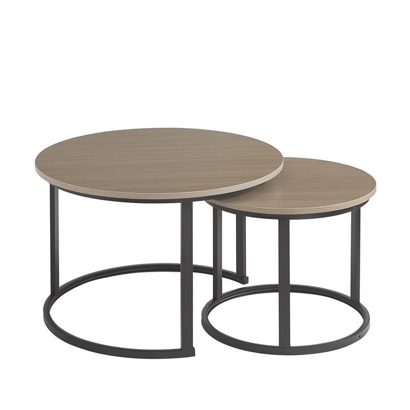 Σετ Τραπεζάκια σαλονιού FL3723 Fylliana 2 τμχ σε Ανοιχτό Καφέ 50x50x39εκ & 70x70x46εκ
