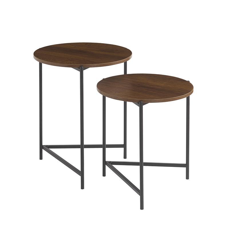 Σετ Τραπεζάκια σαλονιού FL6402 Fylliana 2 τμχ σε Σκούρο Καφέ 45x45x50εκ & 50x50x60εκ.