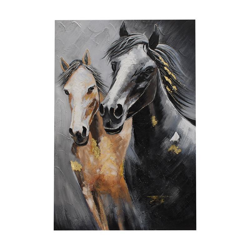 Πίνακας σε Καμβά FL3954 Fylliana Άλογα Μαύρο και Χρυσό 80x120εκ.