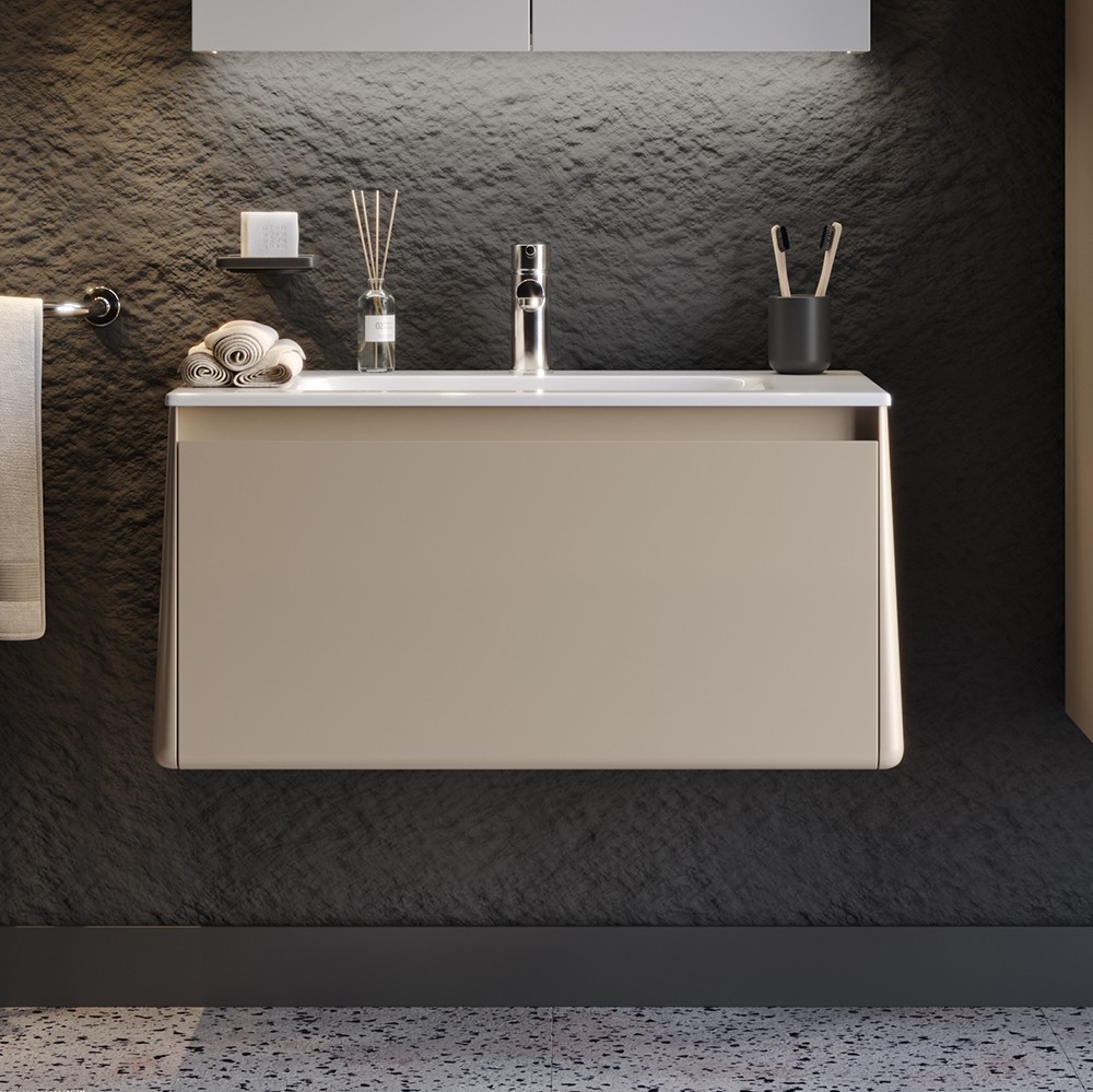 Πάγκος μπάνιου με Νιπτήρα BELLA 80 MDF σε Μπέζ Ματ 85x46.5x46εκ.