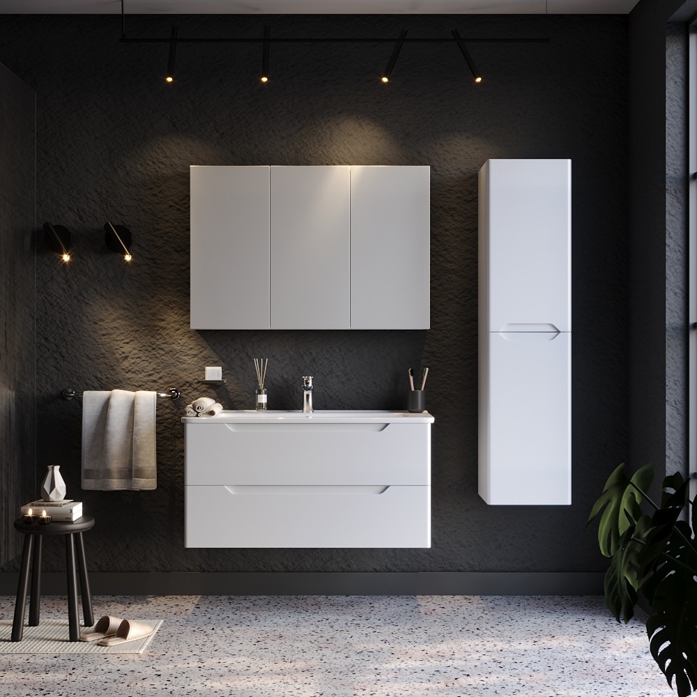 Σετ μπάνιου PERLA 100 MDF Λευκό Σετ μπάνιου PERLA 100 MDF Λευκό