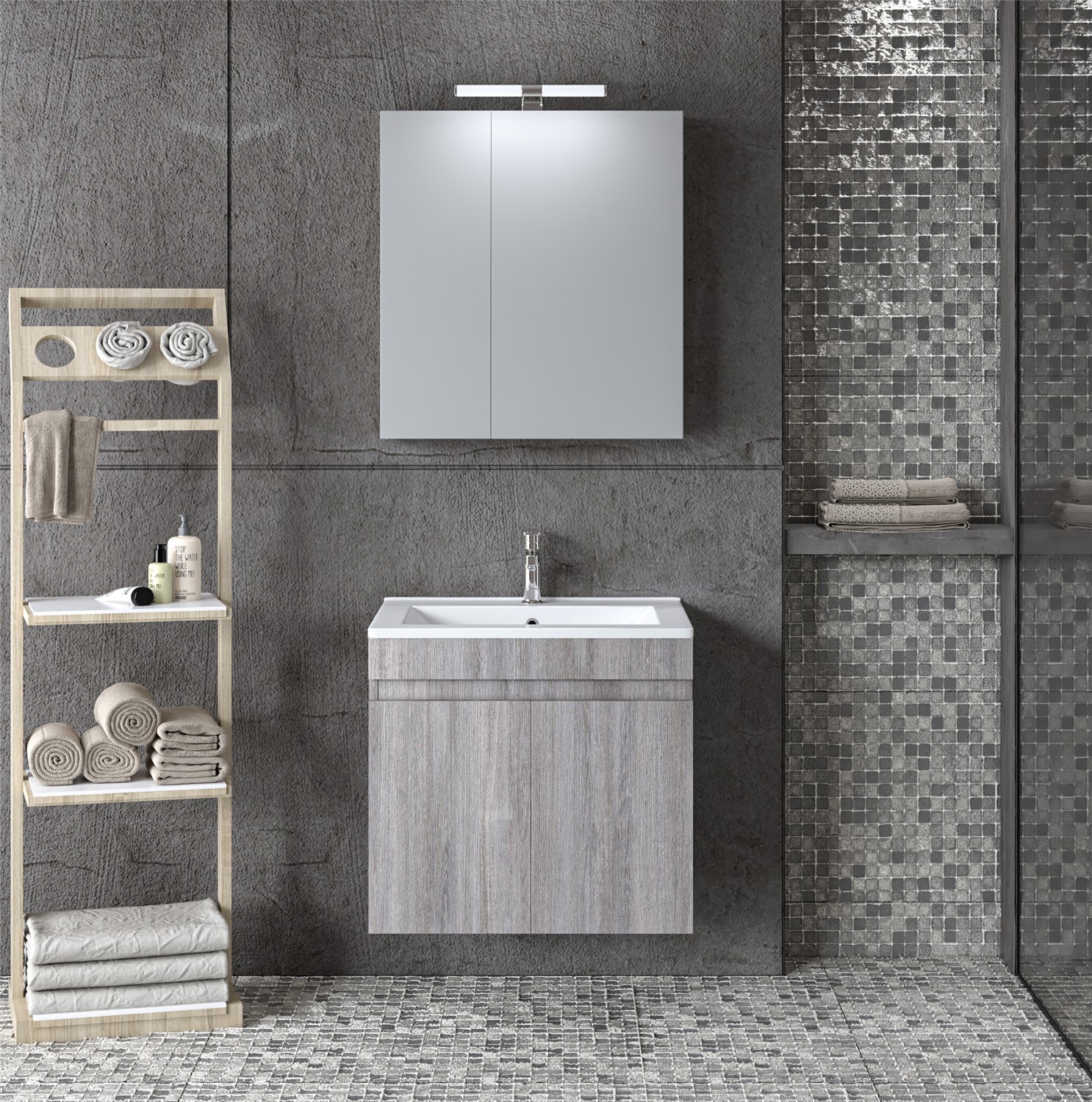 Σετ μπάνιου OMEGA 65 New Γκρί δρύς Σετ μπάνιου OMEGA 65 New Γκρί δρύς