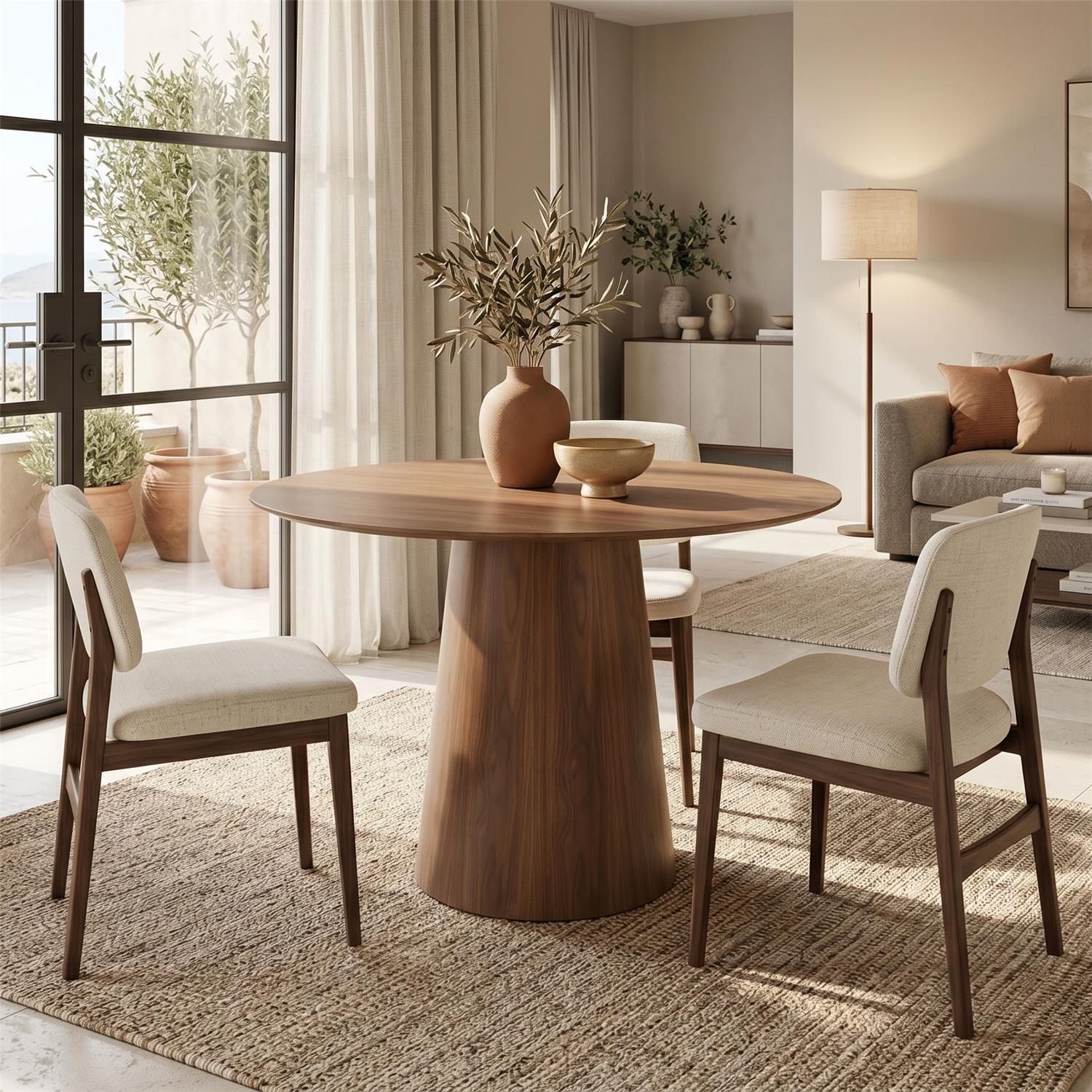 Tραπέζι Donda mdf καρυδί Φ100x76εκ