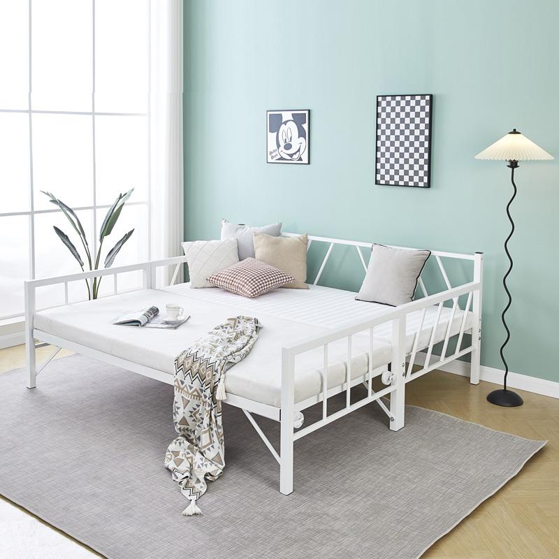 Καναπές - Κρεβάτι Remmie Μεταλλικό Λευκό με Συρτάρι 90x190εκ.