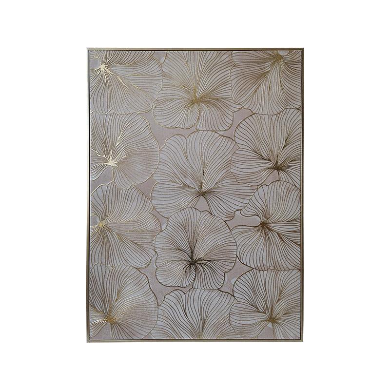 Πίνακας σε Καμβά με Πλαστικό πλαίσιο FL252456 Fylliana Χρυσό -Λευκό και Μπέζ 50x3x70εκ.