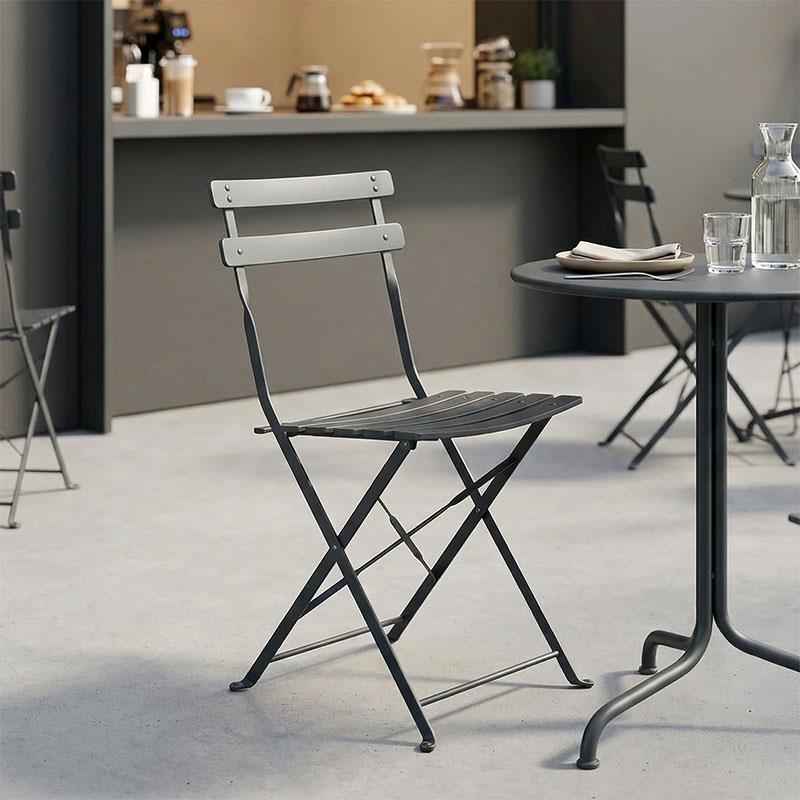 Καρέκλα Bistro μεταλλική αναδιπλούμενη σε ανθρακί απόχρωση 42x46x82εκ