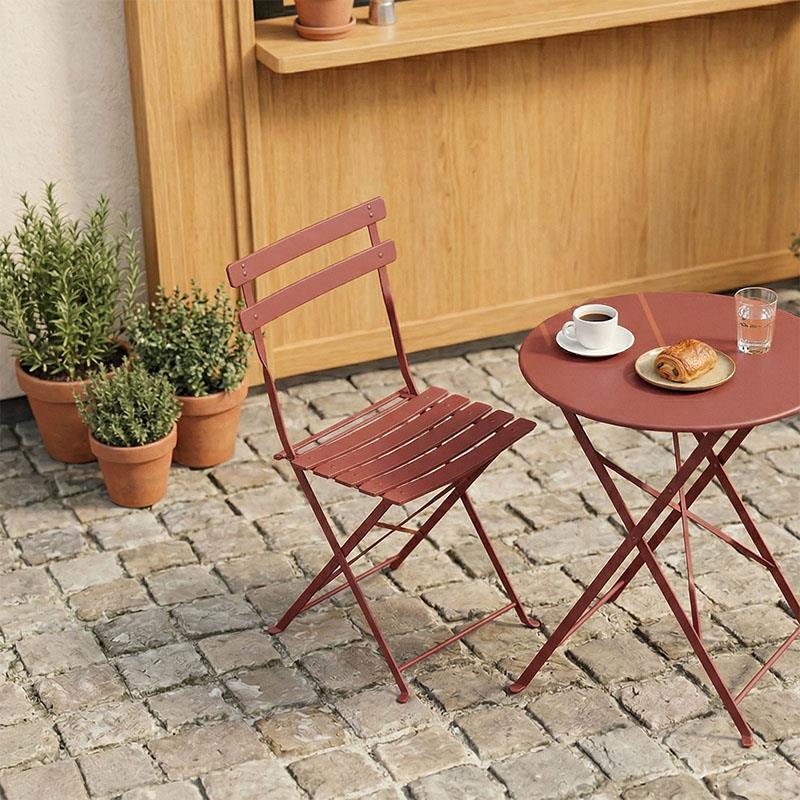 Καρέκλα Bistro μεταλλική αναδιπλούμενη σε απόχρωση terracotta 42x46x82εκ