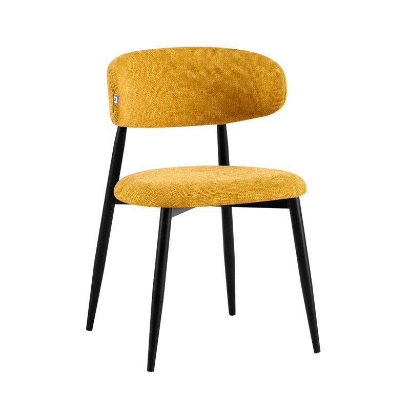 Καρέκλα Tραπεζαρίας FL2456 Fylliana με Μεταλλικό σκελετό και Ύφασμα Μουσταρδί χρώμα 48x48x82εκ