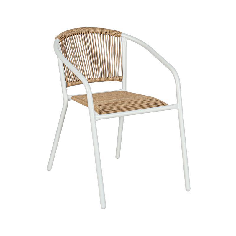 Καρέκλα Πολυθρόνα Κήπου FL11465 Fylliana Συνθετικό Rattan με Μεταλλικό σκελετό Λευκό 54x63x74εκ