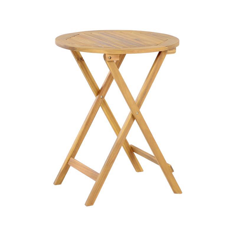 Τραπέζι Κήπου Αναδιπλούμενο MGS-370919-T Fylliana Στρόγγυλο Ξύλο Ακακίας Φυσικό χρώμα 60x60x75εκ.